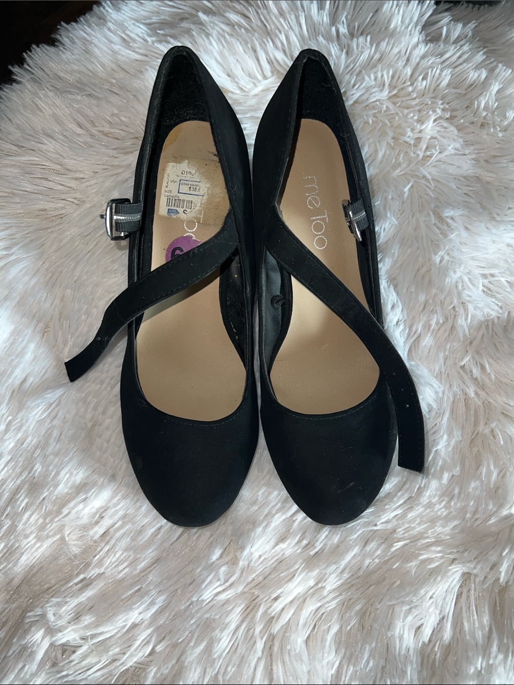me too Black Crisscross Mary Jane Heels